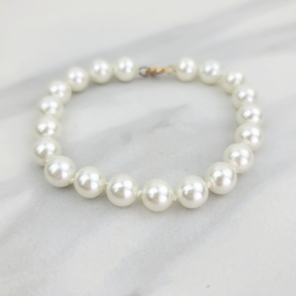 Vintage White Pearl Bracelet Faux Size Small Medium 7" Women Jewelry Accessories